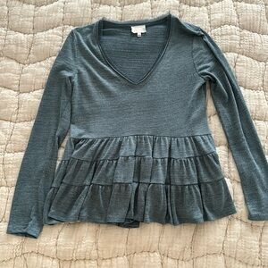 Anthropologie Deletta Thea Ruffled Peplum top